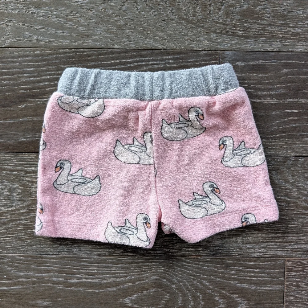 Monica + Andy Pink Swan Terry Sleeveless Hooded Baby Outfit Set Size 6-12 Months